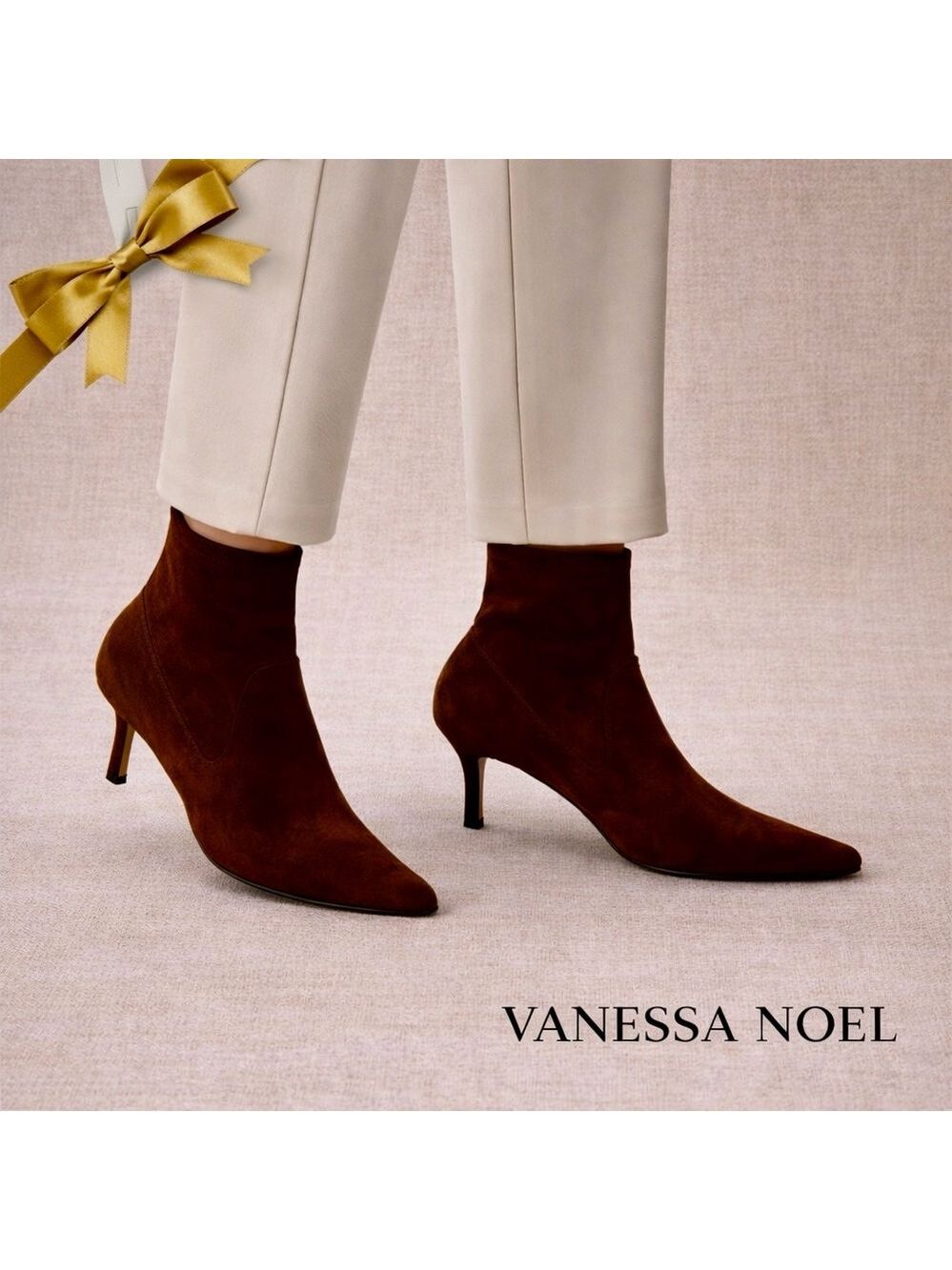 Vanessa Noel Suede Ankle Boots Brown Pointed Toe Stiletto Womens 9.5